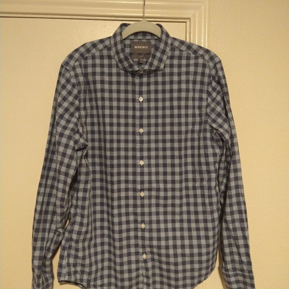 Bonobos Slim Fit Checkered Long Sleeve Button Up Shirt Men's sz Medium. - Picture 3 of 6